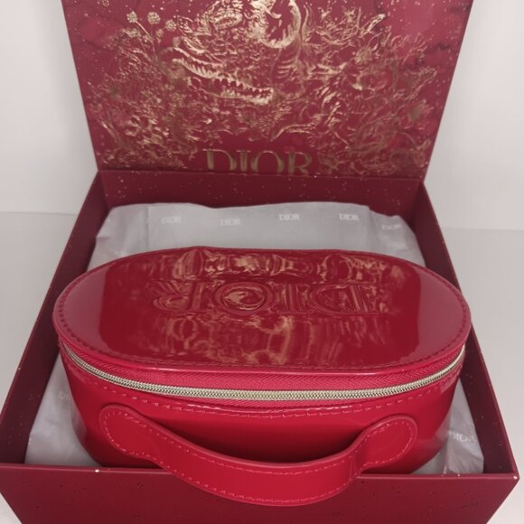 TWO DIOR RED PATENT VANITY CASE / PLEASE READ DESCRIPTION - Picture 2 of 16